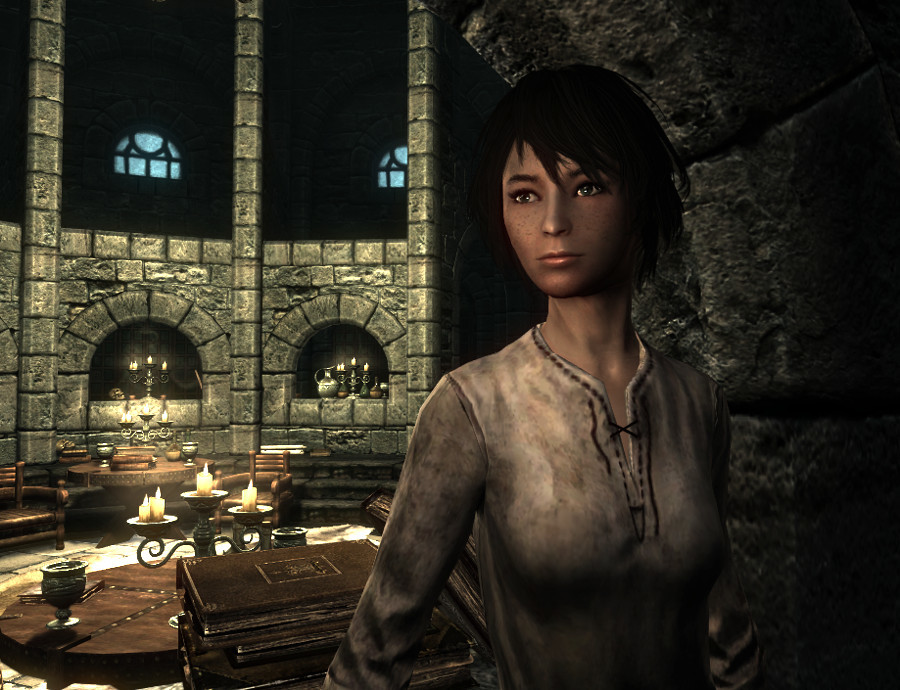 Mehra at the College of Winterhold (Skyrim screenshot from April 2017) Mehra at the College of Winterhold (Skyrim screenshot from April 2017)